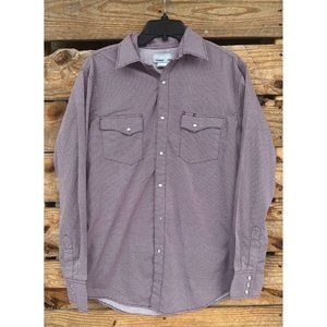 Wrangler Men's Maroon Micro-Print Button Down Shirt